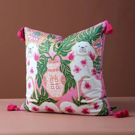 Blush Pink Hund Quaste Kissenbezug