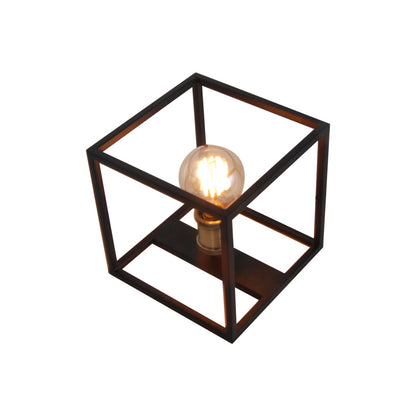 Garduru Moderne Tischlampe mit Eisenrahmen Quadrat Schirm