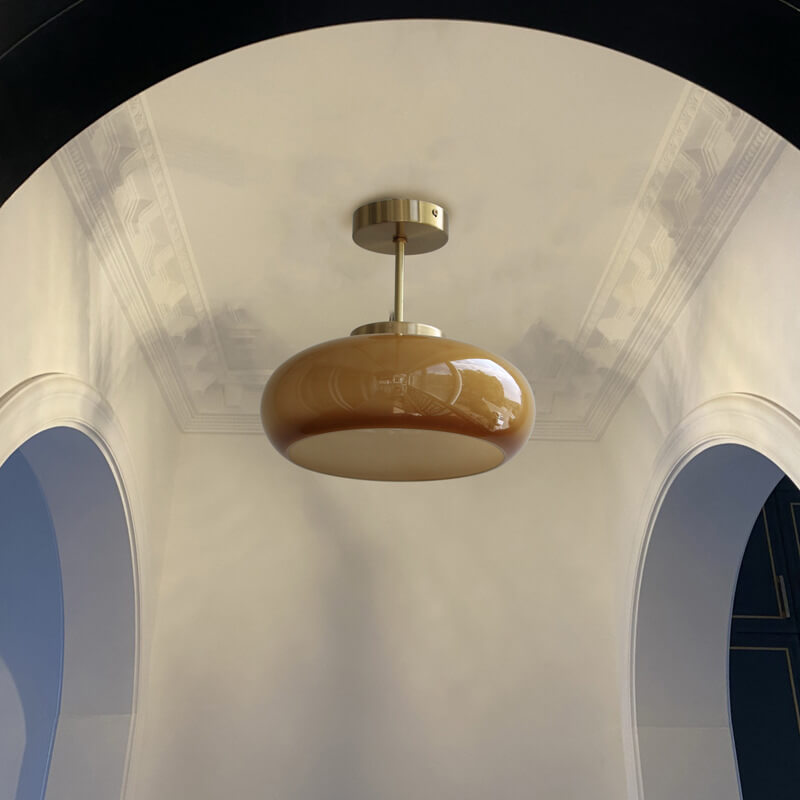 Deckenleuchte Vintage Glas Messing Semi Flush