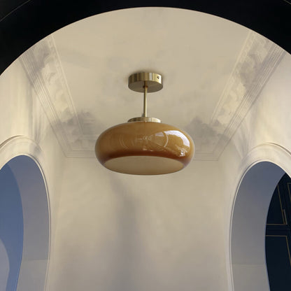 Deckenleuchte Vintage Glas Messing Semi Flush