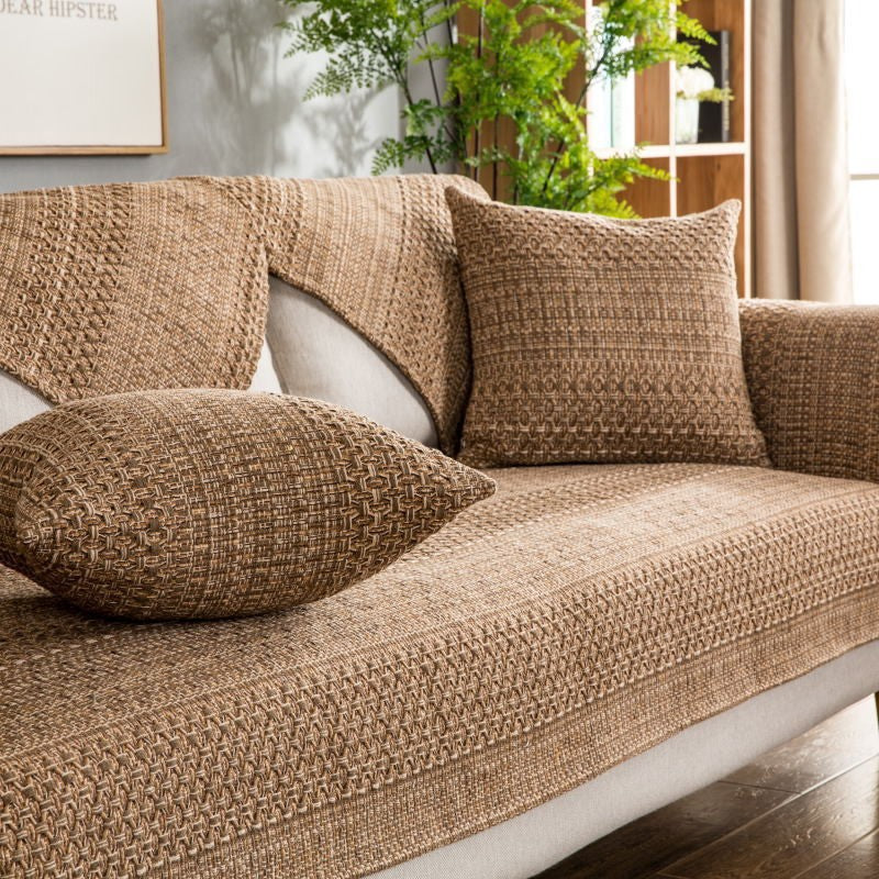 Natürlicher Baumwollzopf Sofa-Schoner Couchbezug