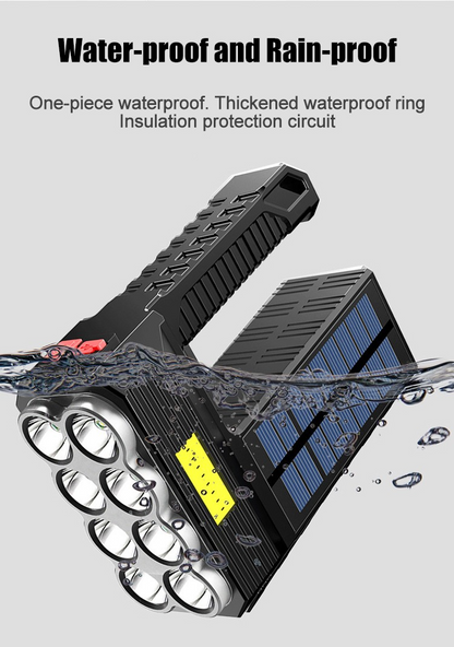Solar LED Taschenlampe – Wasserdichter, leistungsstarker Handstrahler mit Lithium-Batterie