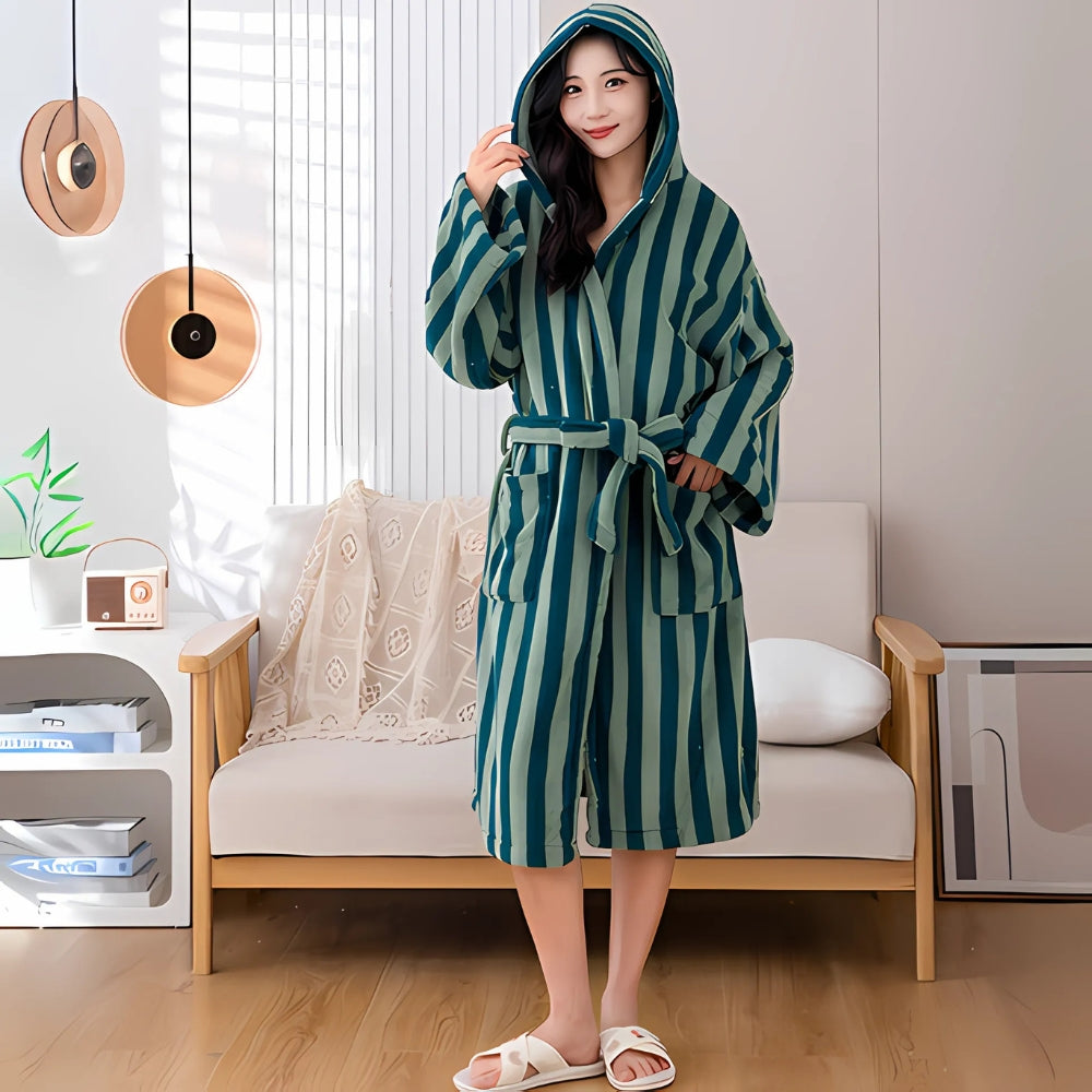 Cloud-Soft Unisex Gestreifter Bademantel