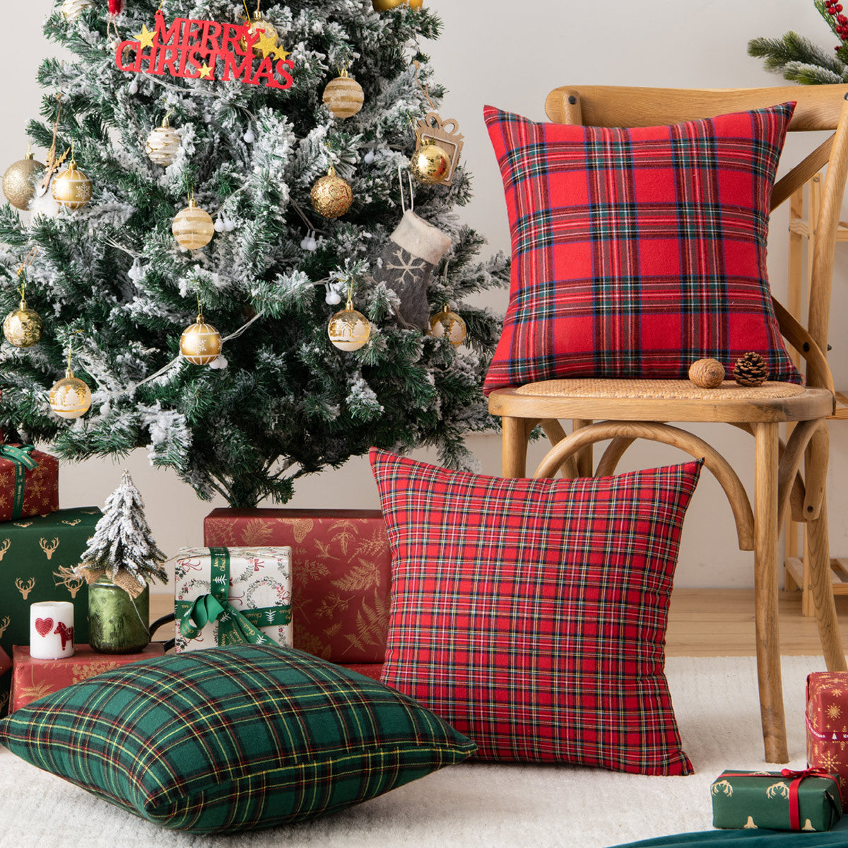 Weihnachtsfeier Traditionelle Schottische Karo-Quadrate Sofa/Couch Bezug