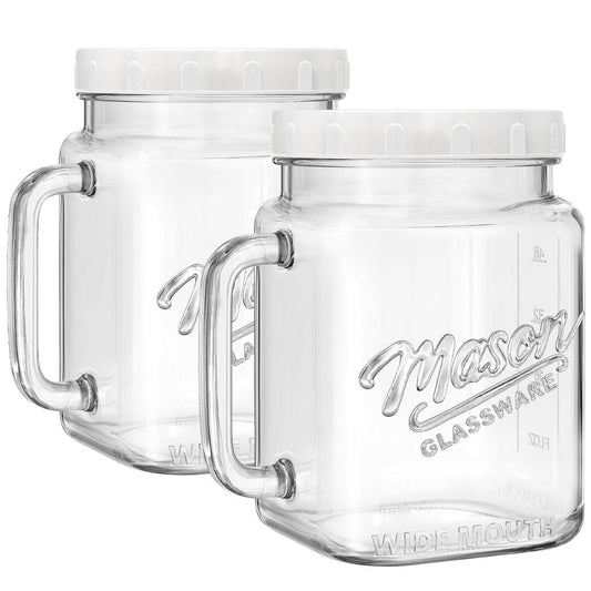 2 Stk 74 Oz Super Große Einmachgläser Mit Glasgriff & Schraubdeckel