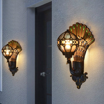 Garduru Vintage Outdoor Wandlampe | Europäisches Pfauen-Design | Wetterfest | Hochwertige Außenbeleuchtung