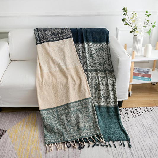 Floral Quasten Strick Bohemian Decke