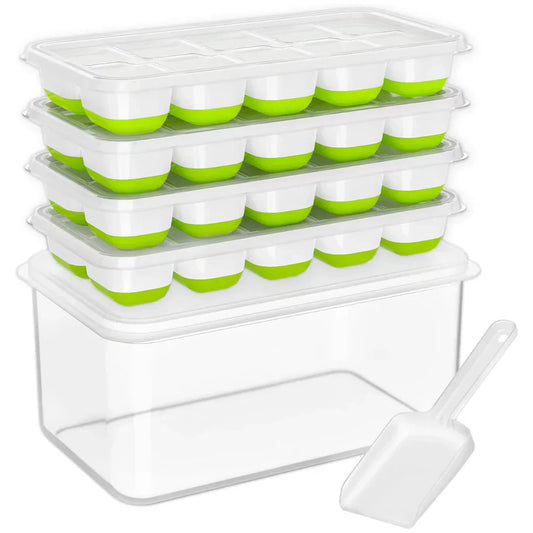 stapelbare Silikon-Eiswürfelschalen-Set mit Deckeln