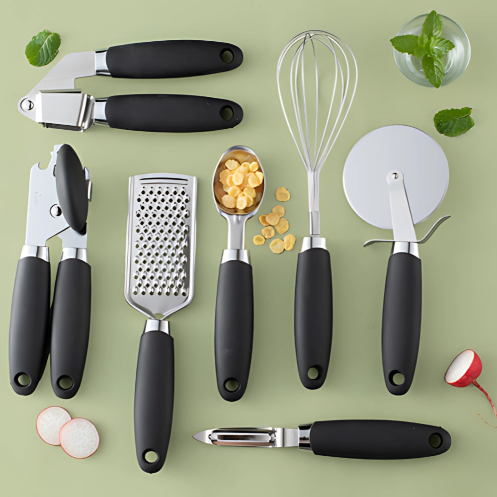 7-teilige roségoldene Kochset