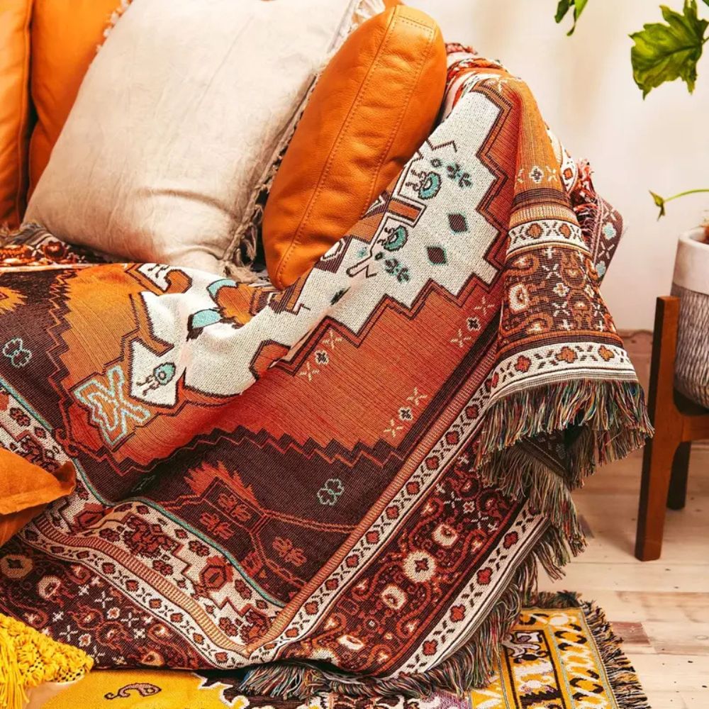 Boho Chic gemustertes Überwurfdecke
