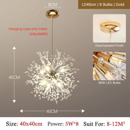 Kronleuchter LED Kristall Luxus - Modernes Design aus verchromtem Metall, LED G9, Elegant und Raffiniert