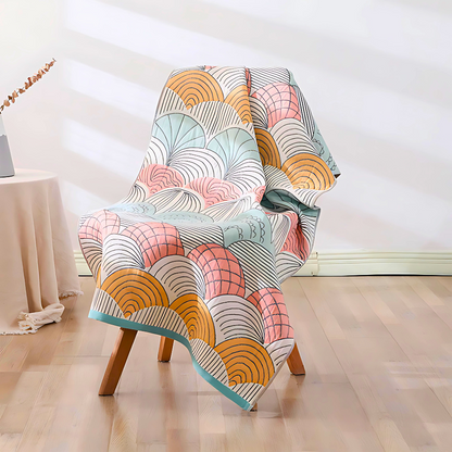 Shell Print Jacquard Baumwoll-Badehandtuch