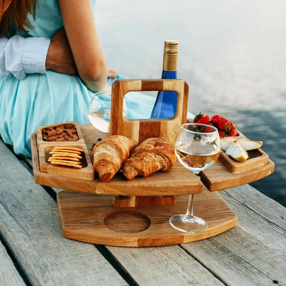 WineNest – Klappbarer Holzweintisch für Picknicks und gesellige Momente