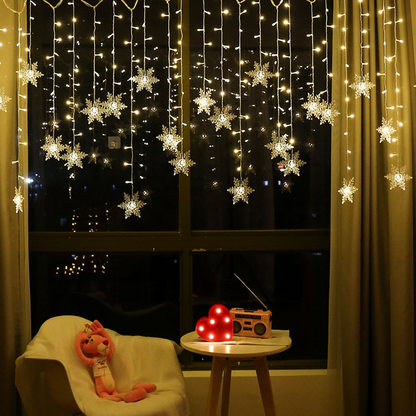 LED Lichterkette mit Schneeflocken – Bunte Deko-Lichter für Weihnachten und Festdekoration