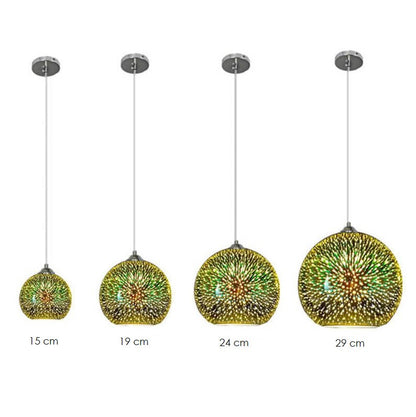 Moderne Kreative 3D Farbige Feuerwerk Glas 1-Licht Kuppel Hängelampe