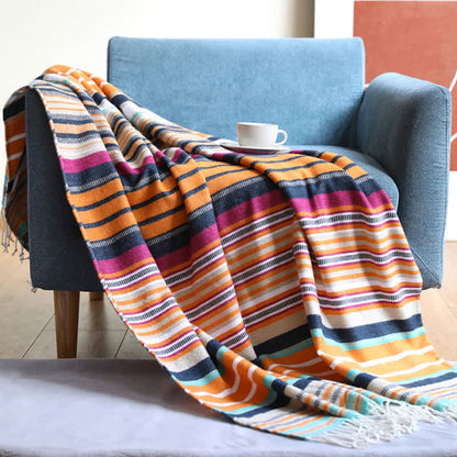 Regenbogen gestreiftes Quasten-Decke
