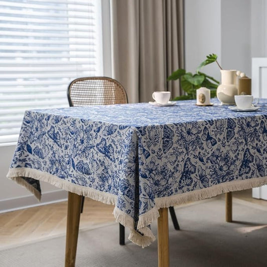 Blaue Schmetterlingsgarten-Tischdecke