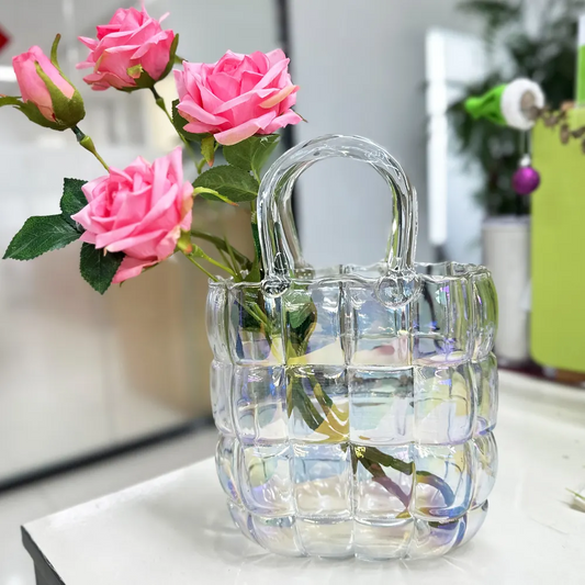 Glamouröse Handtaschenvase aus Glas