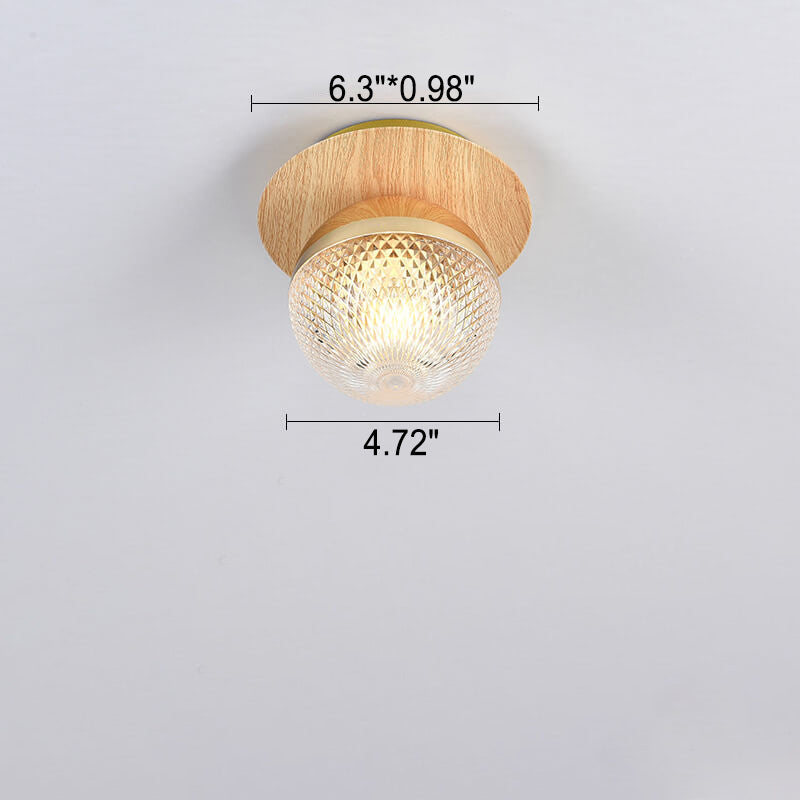 Garduru Minimalistische Deckenleuchte | Glas & Holzoptik | Semi-Flush-Mount | Japanisches Design