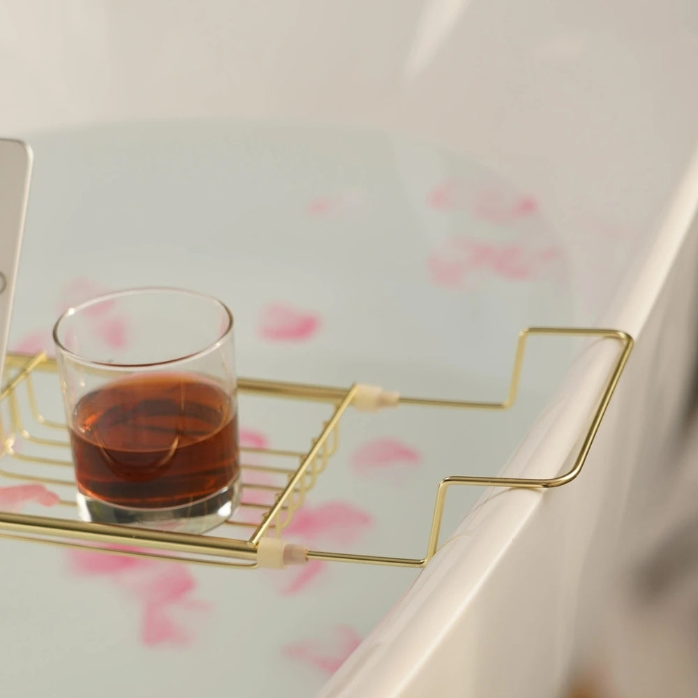 Verstellbares Badewannen-Caddy-Tablett aus Edelstahl