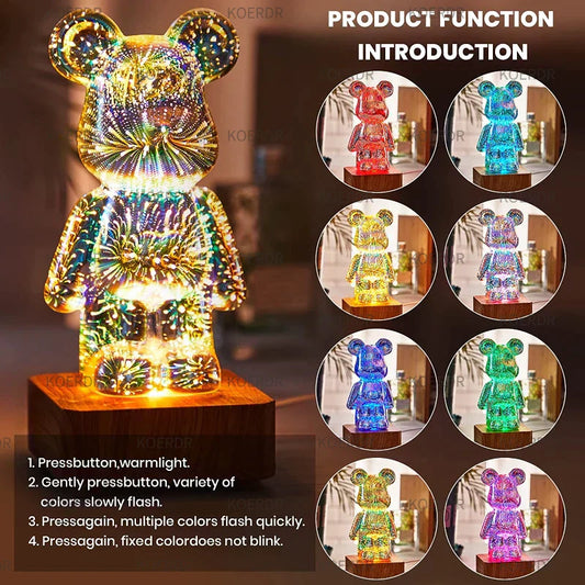 3D Galaxie Feuerwerk LED Bärenlampe