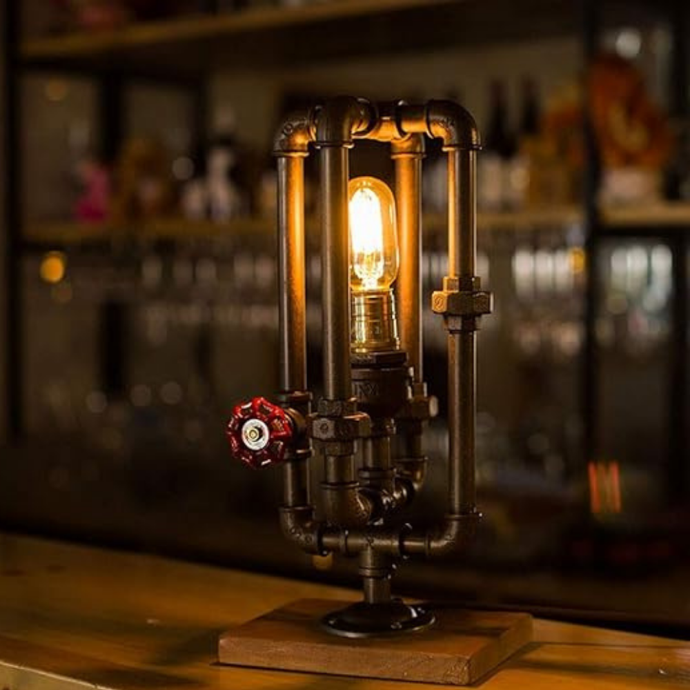 Garduru - Retro Industrielle Rohre Tischlampe für Einzigartige Raumatmosphäre