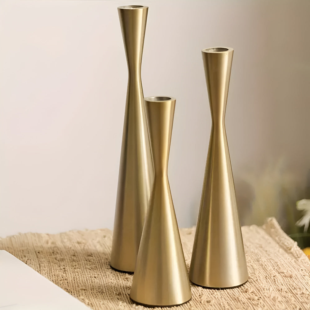 Sleek Nordic Brass Waist Kerzenständer | 3er Set