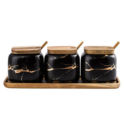 Garduru - Künstlerische Kräuterbehälter Set (3er) aus Hochwertiger Keramik für Salz, Zucker & Gewürze