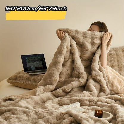 Garduru Fleece-Decke aus Faux Kaninchenfell – Weich, Warm & Vielseitig für Alle Jahreszeiten