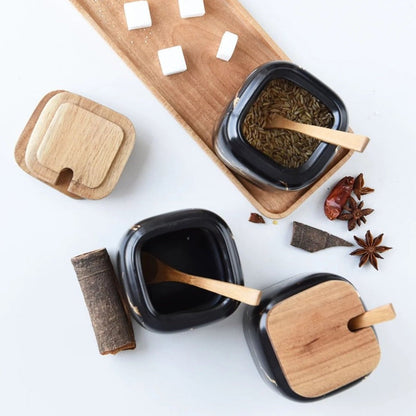 Garduru - Künstlerische Kräuterbehälter Set (3er) aus Hochwertiger Keramik für Salz, Zucker & Gewürze