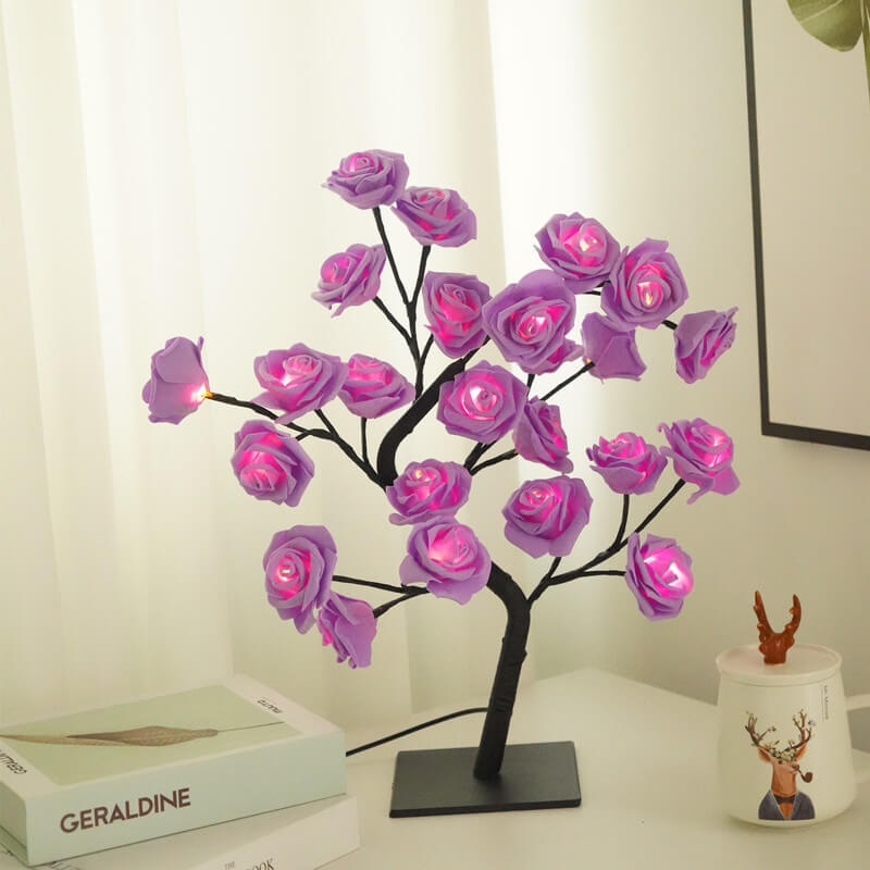 Garduru - LED Rosenbaum Tischlampe mit 24 Lichtern