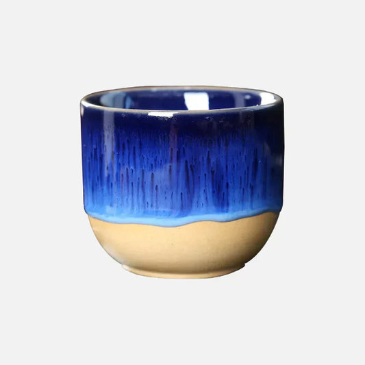 Handgefertigte Keramiktasse – Blau-Glasierte Teeschale