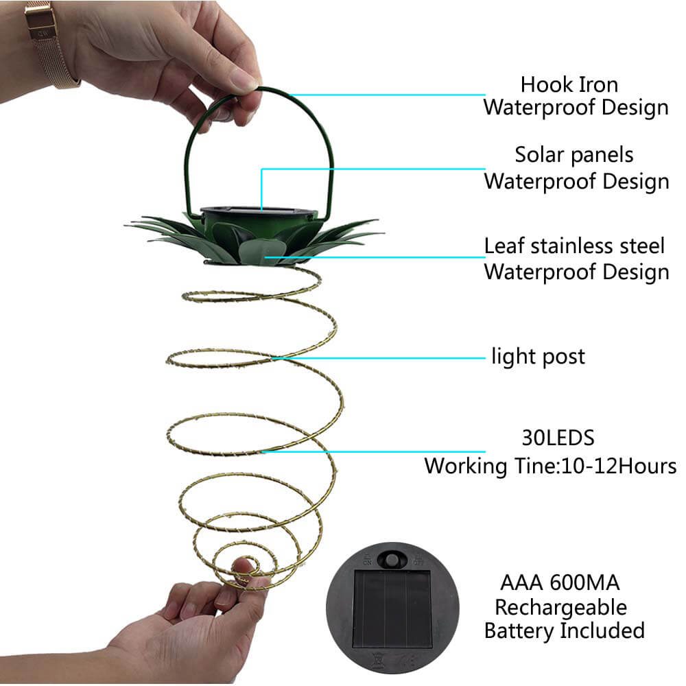 Garduru Ananas-Laterne | LED Solar Gartenlampe | Kupferdraht | Outdoor Wasserdicht | Hängende Deko-Leuchten