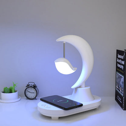 Garduru Bluetooth Lautsprecher & Nachttischlampe | Kabellos | Moon-Shaped LED Tischlampe | Stilvolle Deko für Zuhause