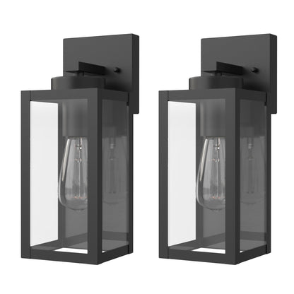 BRUCE Außenwandleuchte Glas Matt Schwarz E26 IP44 2PACK