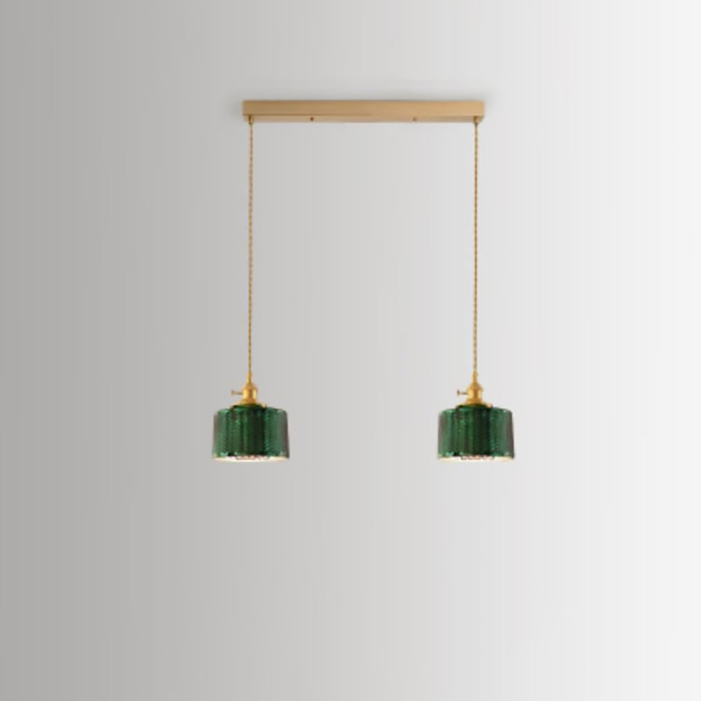 Garduru Nordic Vintage Kronleuchter | Messing & Grünes Glas | 1/2/3-Licht Hängelampe | Elegantes Design