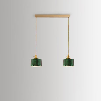 Garduru Nordic Vintage Kronleuchter | Messing & Grünes Glas | 1/2/3-Licht Hängelampe | Elegantes Design