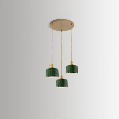 Garduru Nordic Vintage Kronleuchter | Messing & Grünes Glas | 1/2/3-Licht Hängelampe | Elegantes Design