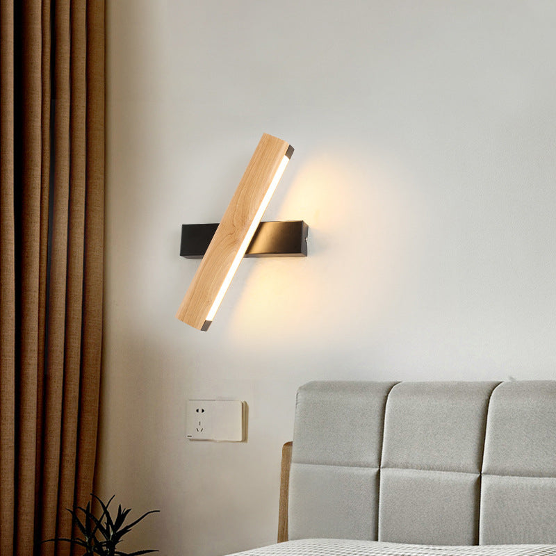 LinearLight - Moderne Holz Rotierbare LED Wandlampe für Schlafzimmer