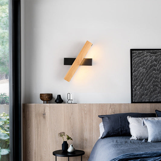 LinearLight - Moderne Holz Rotierbare LED Wandlampe für Schlafzimmer