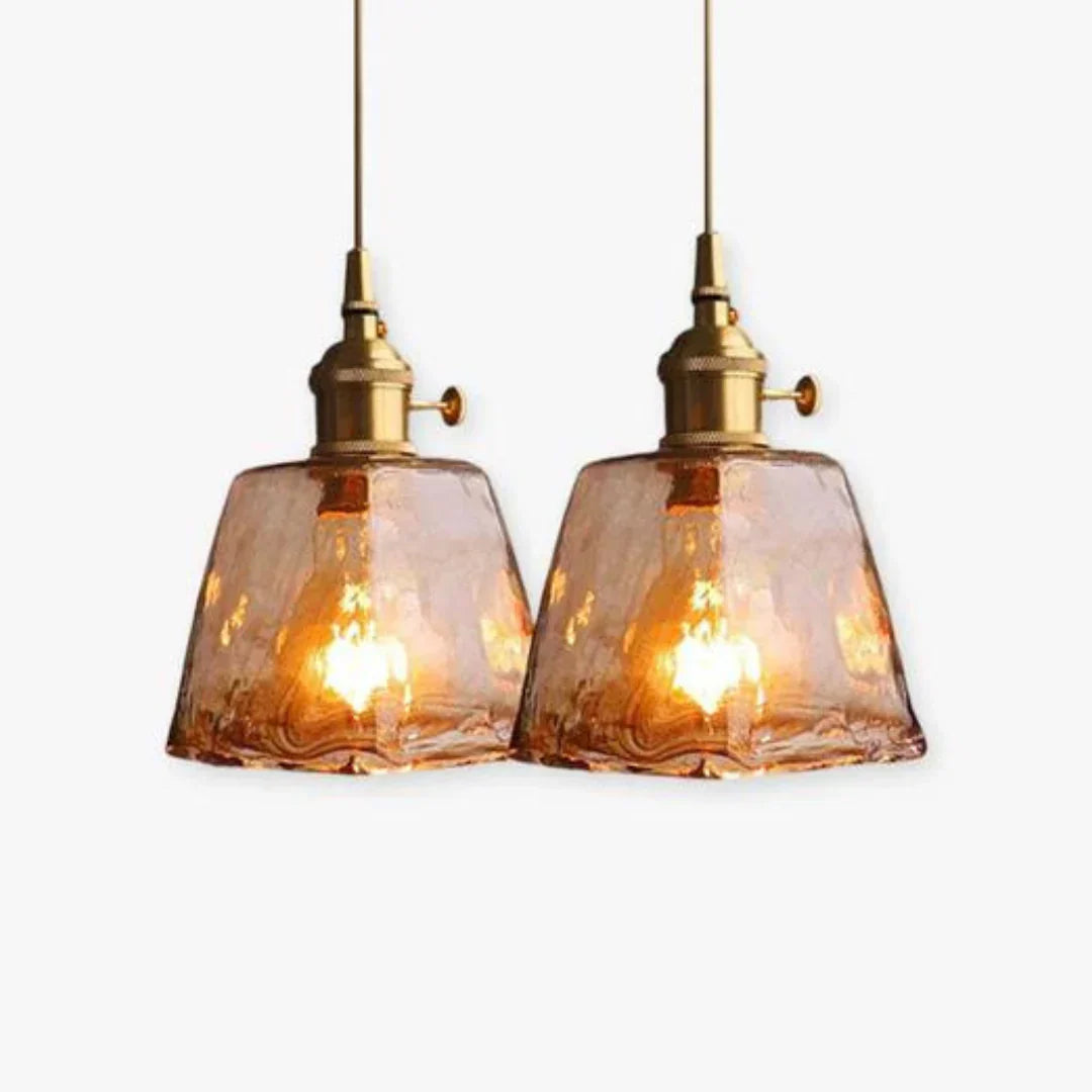 Vintage-Glas-Hängelampe mit Messingfassung