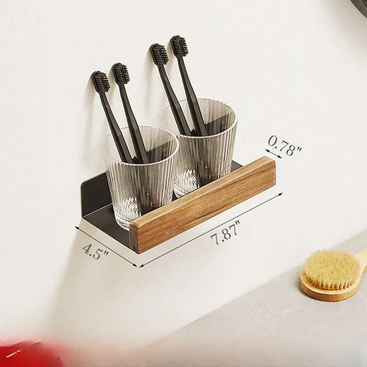 No Punch Massivholz Badezimmer Wandregal Dusche und Toiletten Organizer