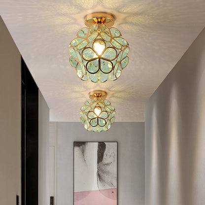 Glas-Deckenleuchte im Blumenstil - Elegante Lampe für den Eingangsbereich