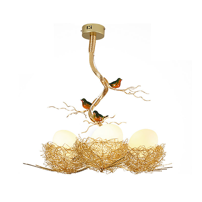 Gold Art Deco Deckenleuchte mit Glaskugel