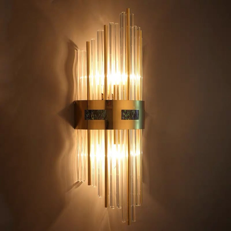 Kristall-Kristall-LED-Wandleuchte Gold, Wohnzimmer/Schlafzimmer, Metall/Acryl