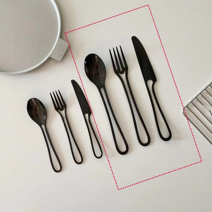 Outline Edelstahl Besteck Set – Modernes Design mit Hohlgriffen – 3-teilig für Dinner & Dessert