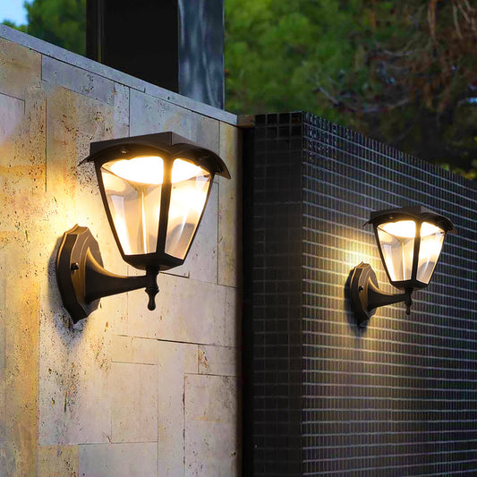 Solar-Wandlampe LED – Trapezförmiges Design aus Kunststoff, Außenbeleuchtung