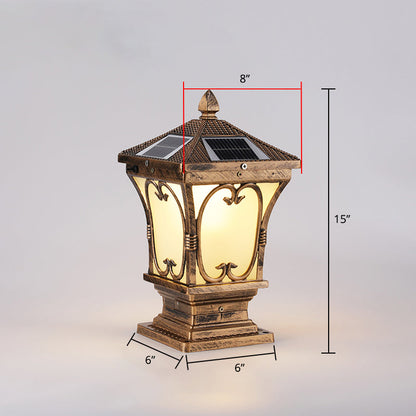 Frosted Glass LED Solar Außenlampe Vintage Flared Gartenpfosten Beleuchtungseinrichtung