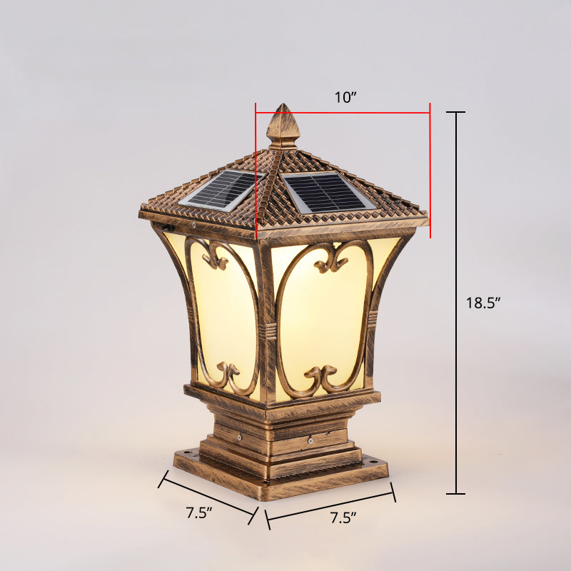 Frosted Glass LED Solar Außenlampe Vintage Flared Gartenpfosten Beleuchtungseinrichtung