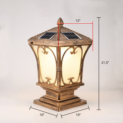 Frosted Glass LED Solar Außenlampe Vintage Flared Gartenpfosten Beleuchtungseinrichtung